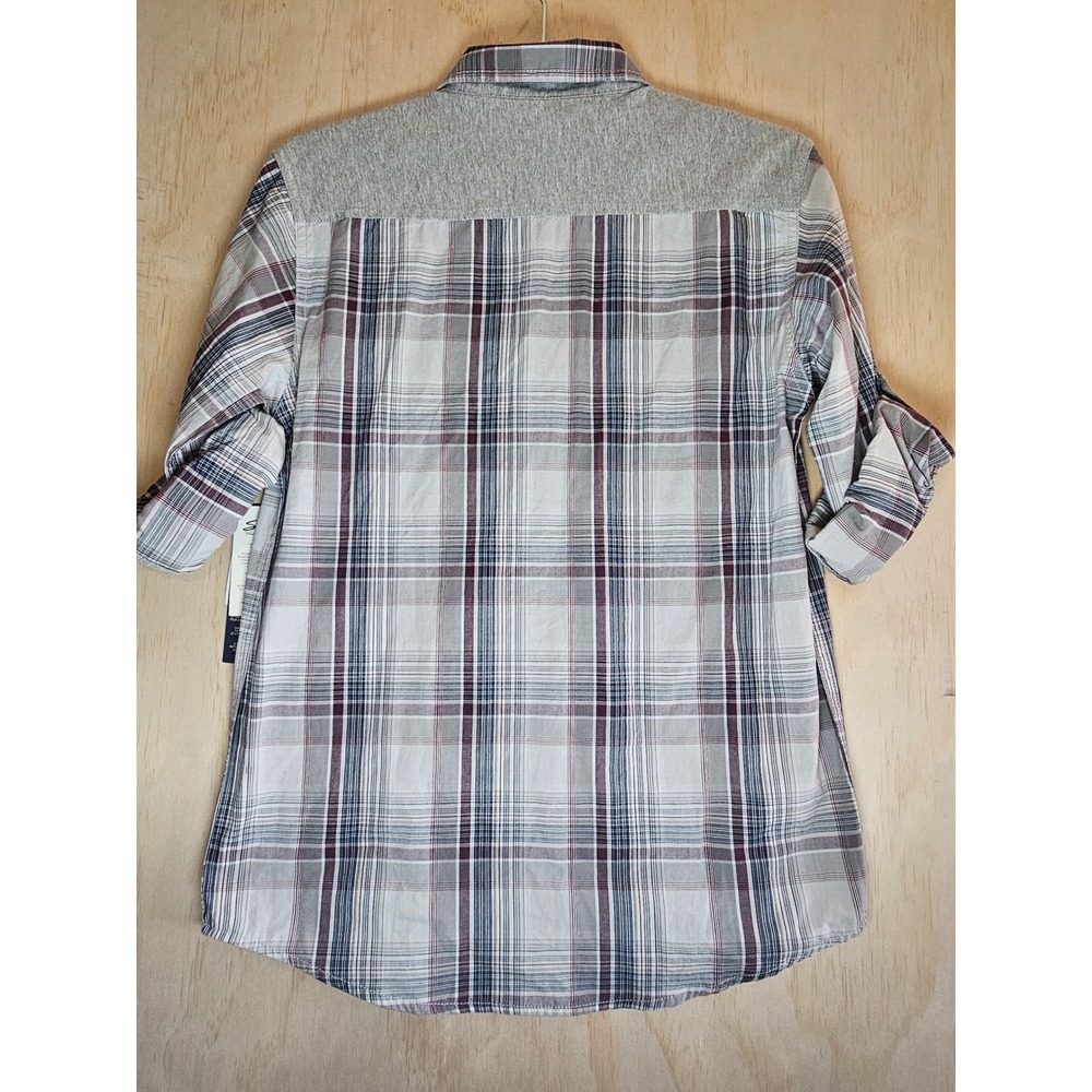 Seven7 Mens Ash Grey‎ Plaid Button Down Shirt Long Sleeve Cotton Small SNS7834 - Picture 14 of 16